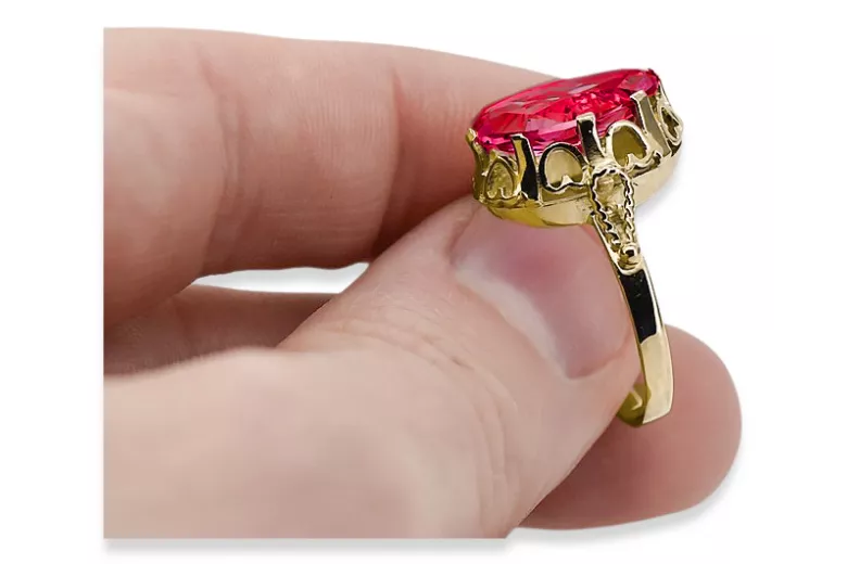 Каблучка Вінтаж стиль Рубін 14K Жовте золото vrc134y